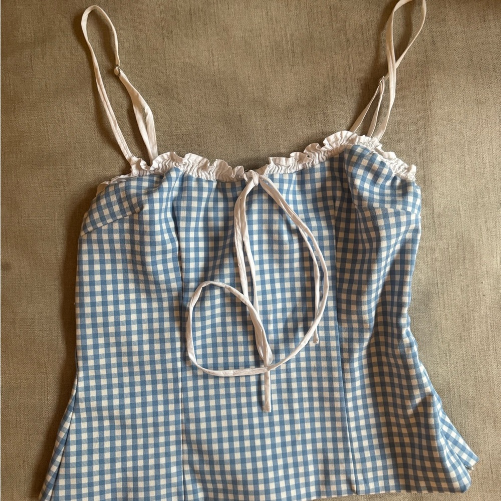 ZARA Blue Gingham Women's Top